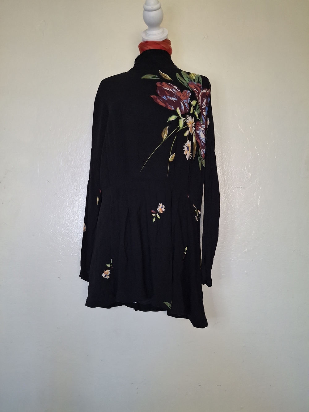 Free People Black Floral Long-Sleeve Women’s Dress